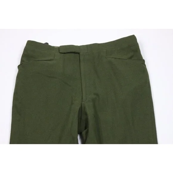 Vintage 60s Streetwear Mens 36x34 Wool Whipcord Wide Leg Buckle Back Pants USA